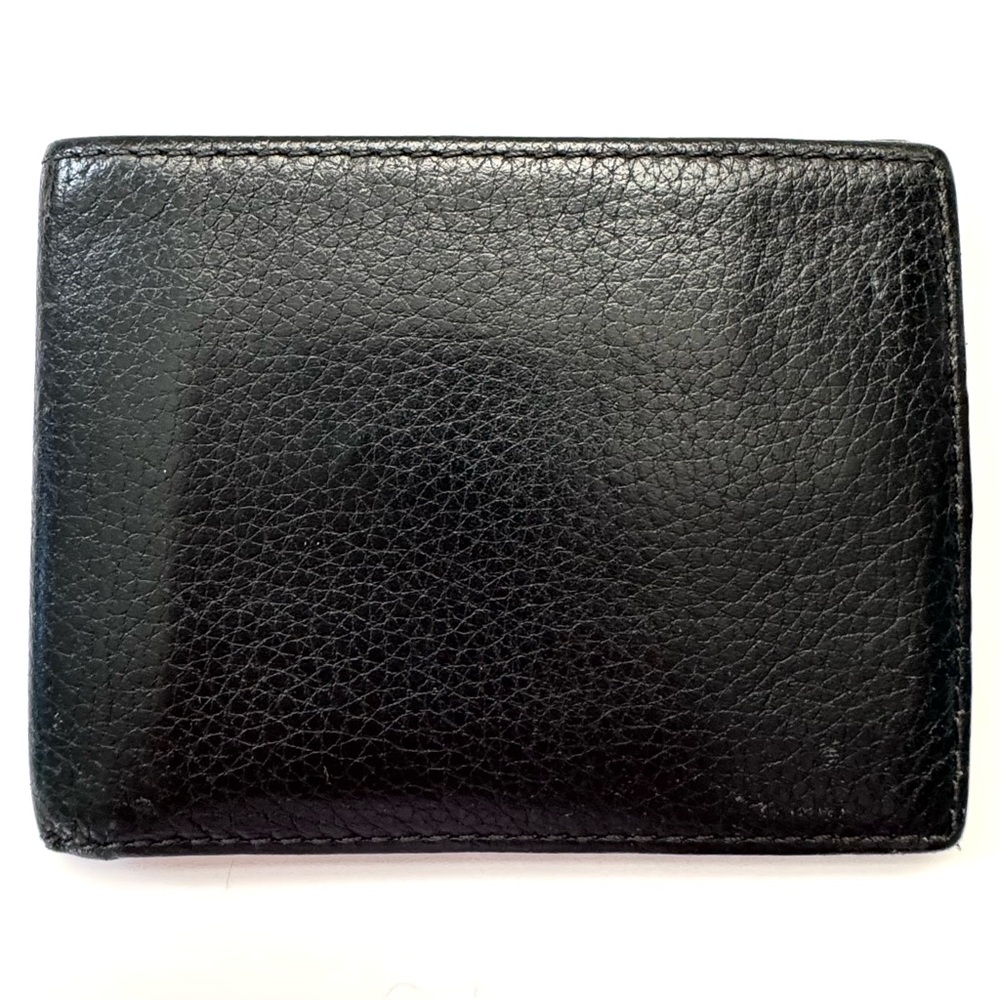 J Crew Black Pebbled Leather Billfold Wallet Classic Bifold Card & Cash Holder - Picture 4 of 7
